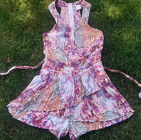 American Rag Tiered Gypsy Boho Romper 7 All Rayon - Picture 7 of 8